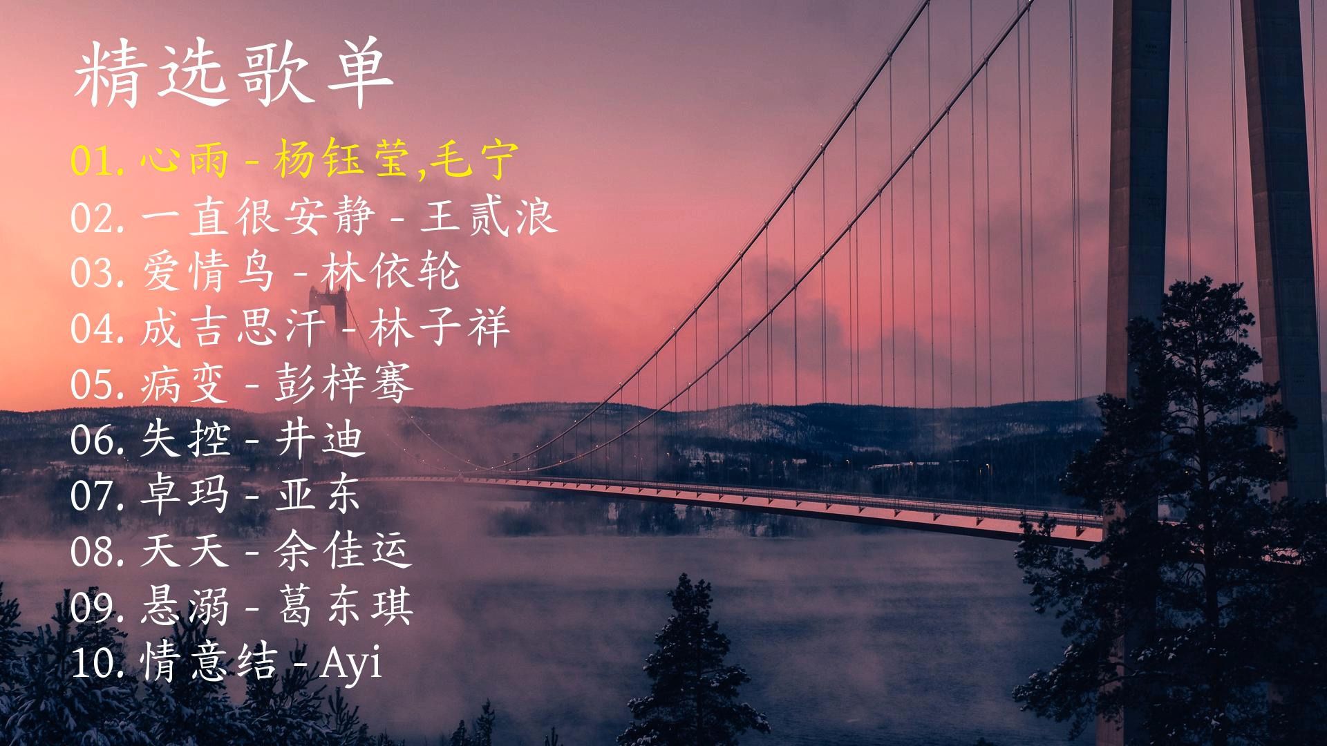 精选歌曲《心雨》《一直很安静》《爱情鸟》《成吉思汗》《病变》《失控》《卓玛》《天天》《悬溺》《情意结》-1.jpg