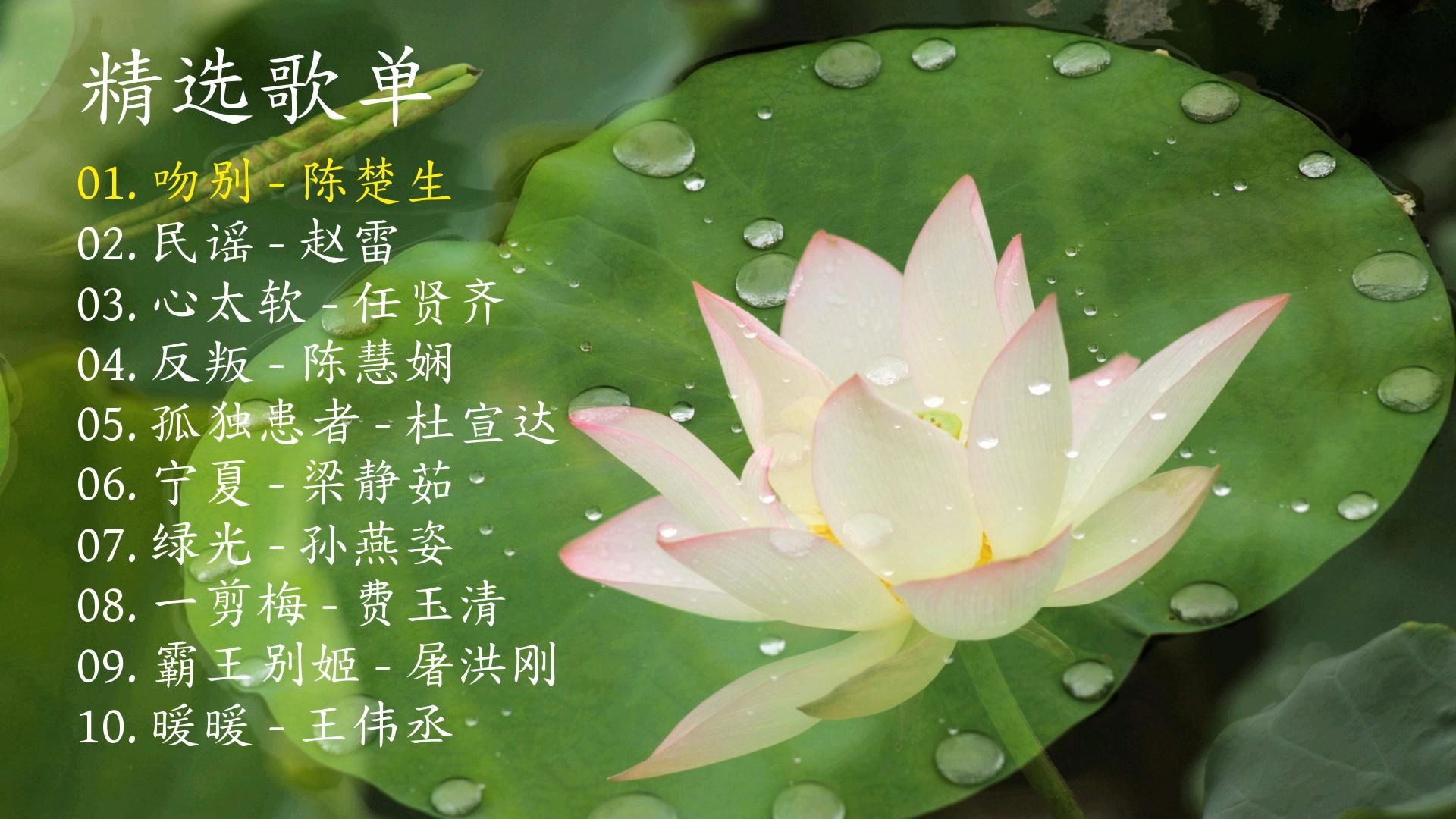 精选歌曲《吻别》《民谣》《心太软》《反叛》《孤独患者》《宁夏》《绿光》《一剪梅》《霸王别姬》《暖暖》-1.jpg