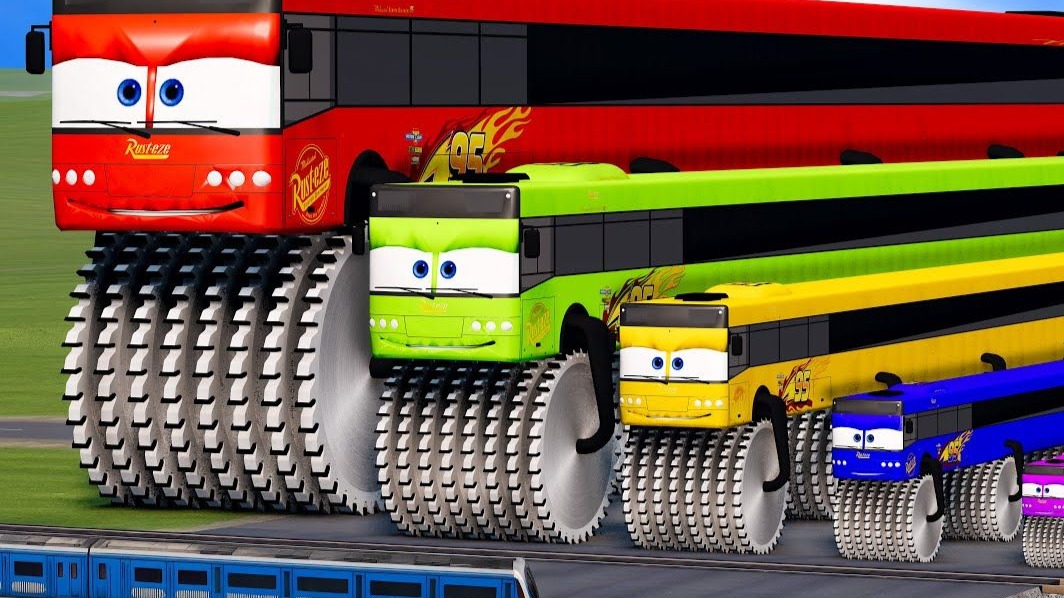 3D玩具车动画启蒙|Big &amp; Small Long Bus Lightning Mcqueen Double Monster Saw Wheels vs Tr-1.jpg